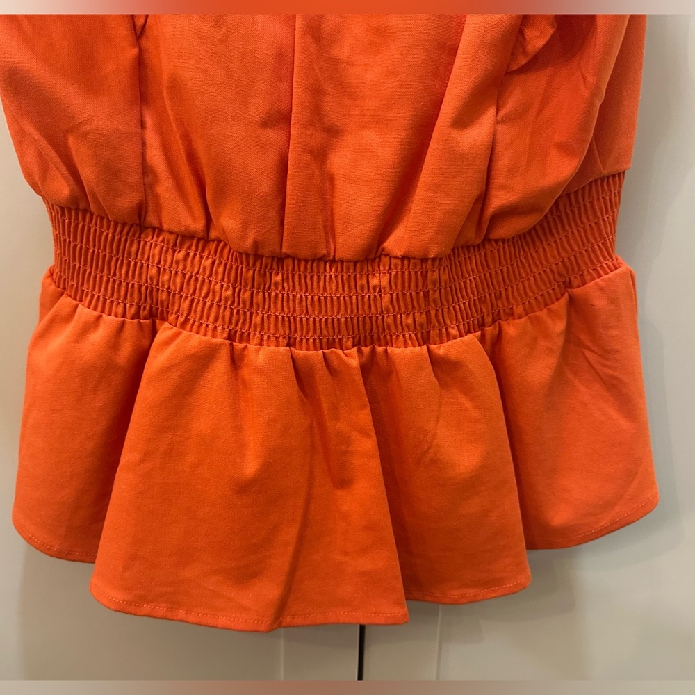 Orange Ruffled V-Neck Top - junior XL - Picture 8 of 8